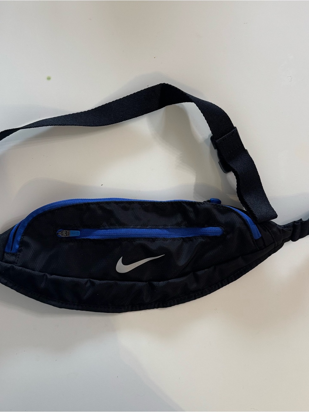 Nike Black and Royal Blue Belt Bag with Silver Swoosh